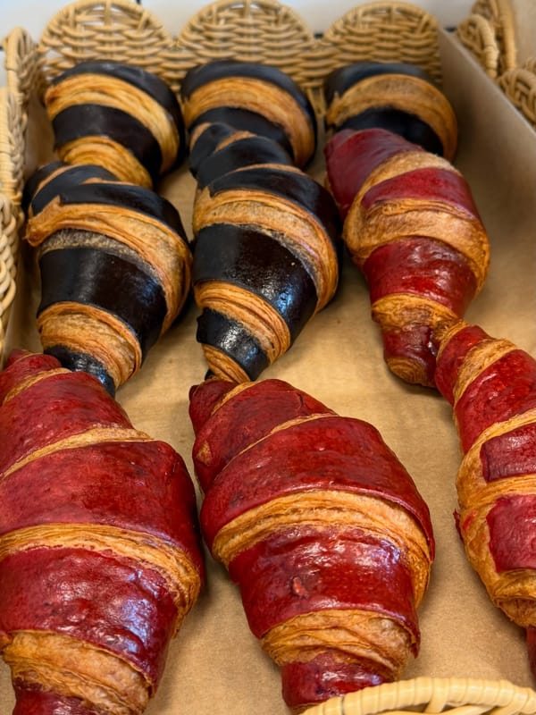 Raspberry and chocolate croissants